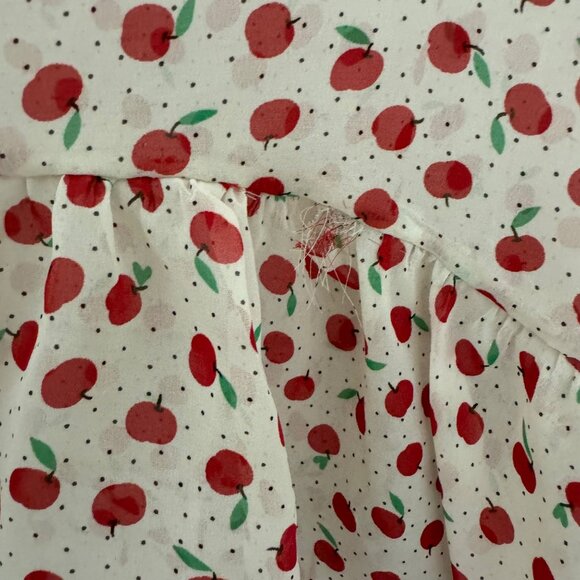 Sleeveless Polka Dot Ruffled Top With Cherry Pattern, Size Small - Picture 2 of 3